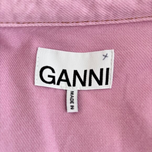 Ganni Ruffled Two-Tone Organic Denim Shirt - Picture 11 of 12